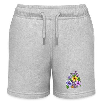 Flowers - Kids Organic Sweat Shorts by Stanley/Stella - heather grey - Front