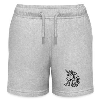 simple unicorn design - Kids Organic Sweat Shorts by Stanley/Stella - heather grey - Front