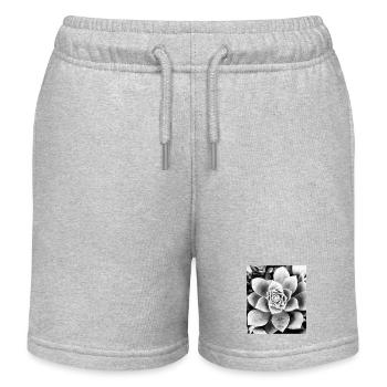 black and white flower - Kids Organic Sweat Shorts by Stanley/Stella - heather grey - Front