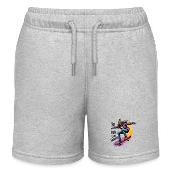 Ja, Mädchen können skaten - Skating Mädchen - Kinder Organic Joggingshorts Mini Bolter von Stanley/Stella - Grau meliert - Vorne