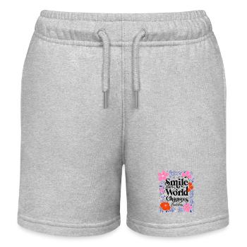 Change the World and Smile - Kids Organic Sweat Shorts by Stanley/Stella - heather grey - Front