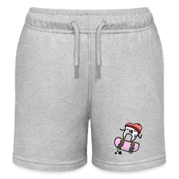 kawaii tooth on skateboard - Kids Organic Sweat Shorts by Stanley/Stella - heather grey - Front