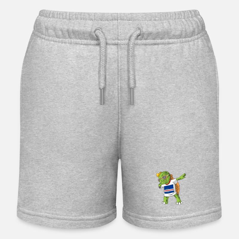 Cabo Verde Dabbing turtle - Kids Organic Sweat Shorts by Stanley/Stella - heather grey