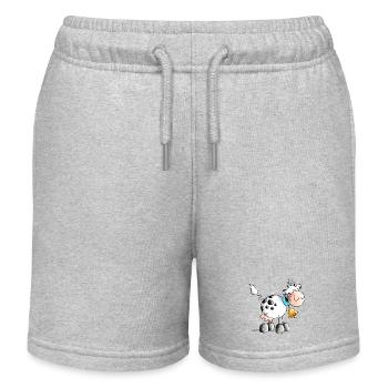 Erna - Kuh - Kühe - Milchkuh - Cartoon - Kinder Organic Joggingshorts Mini Bolter von Stanley/Stella - Grau meliert - Vorne