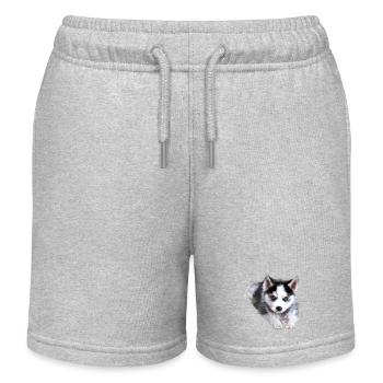 Chien, husky - Short de jogging enfant bio Stanley/Stella - gris chiné - Devant