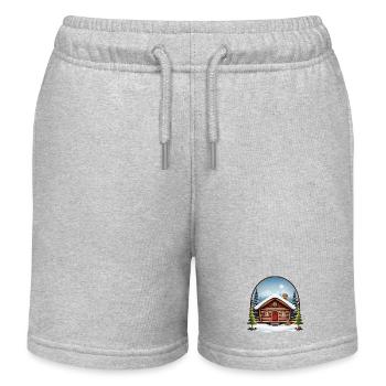Maison en bois, cabane de Noël - Short de jogging enfant bio Stanley/Stella - gris chiné - Devant