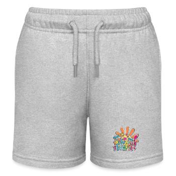 Bunte Freude Illustration - Kinder Organic Joggingshorts Mini Bolter von Stanley/Stella - Grau meliert - Vorne