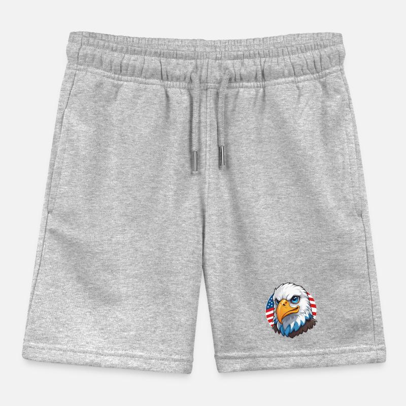 USA Flag Eaglehead Bald Eagle Kids Organic Sweat Shorts by Stanley/Stella