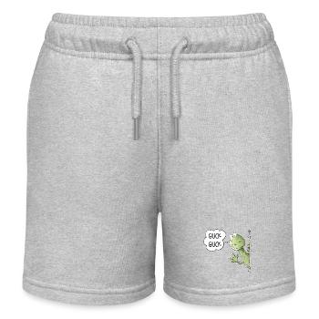 Guck Guck Dino I Raptor Dinosaurier - Kinder Organic Joggingshorts Mini Bolter von Stanley/Stella - Grau meliert - Vorne