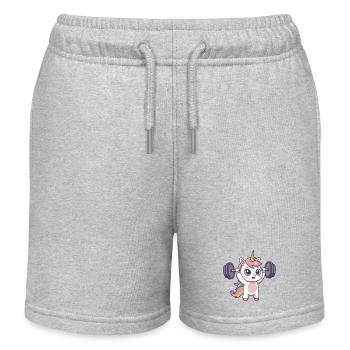 Einhorn-Athlet im Training - Kinder Organic Joggingshorts Mini Bolter von Stanley/Stella - Grau meliert - Vorne