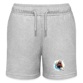 Panda Ski Skiing - Kids Organic Sweat Shorts by Stanley/Stella - heather grey - Front