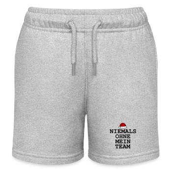 Niemals Ohne Mein Team Weihnachten - Kinder Organic Joggingshorts Mini Bolter von Stanley/Stella - Grau meliert - Vorne