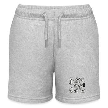 Retro Fitness Cat – Soulevé de terre vintage de salle de sport - Short de jogging enfant bio Stanley/Stella - gris chiné - Devant