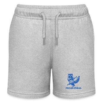 Feeling Feral Racoon Ironic Saying Funny Raccoon - Kids Organic Sweat Shorts by Stanley/Stella - heather grey - Front