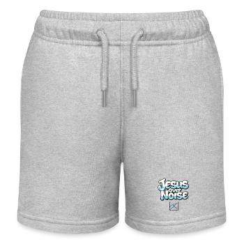 Jesus über Lärm fette Typografie - Kinder Organic Joggingshorts Mini Bolter von Stanley/Stella - Grau meliert - Vorne