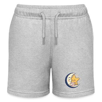 Moon and Star Cuddle Friend - Kids Organic Sweat Shorts by Stanley/Stella - heather grey - Front