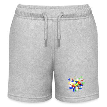Yoga Cobra | Paint Splash Abstract Mix - Kids Organic Sweat Shorts by Stanley/Stella - heather grey - Front