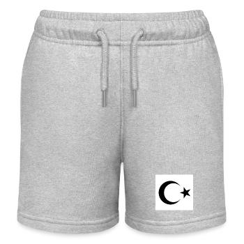 Crescent Moon with Star Silhouette - Kids Organic Sweat Shorts by Stanley/Stella - heather grey - Front