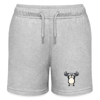 Pinguin mit Hantel Fitness Bodybuilding - Kinder Organic Joggingshorts Mini Bolter von Stanley/Stella - Grau meliert - Vorne