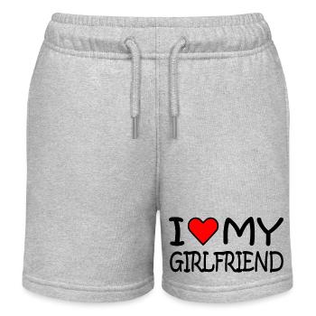 I love my girlfriend - Kids Organic Sweat Shorts by Stanley/Stella - heather grey - Front