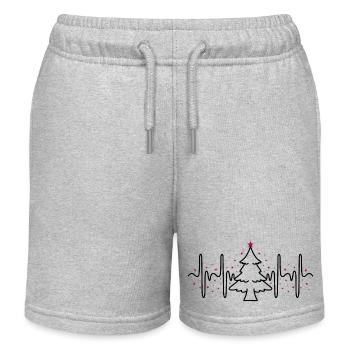Battement de coeur de Noël ECG étoiles Sapin de Noël - Short de jogging enfant bio Stanley/Stella - gris chiné - Devant