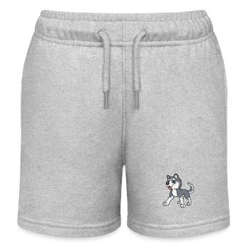 Husky Hund Hunderasse Hunde - Kinder Organic Joggingshorts Mini Bolter von Stanley/Stella - Grau meliert - Vorne