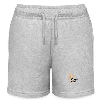 Music is life - Kids Organic Sweat Shorts by Stanley/Stella - heather grey - Front
