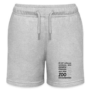 Pinguin aus dem Zoo - Vector Farben - Kinder Organic Joggingshorts Mini Bolter von Stanley/Stella - Grau meliert - Vorne