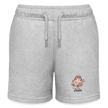 Monkey plays video games - Kids Organic Sweat Shorts by Stanley/Stella - heather grey - Front