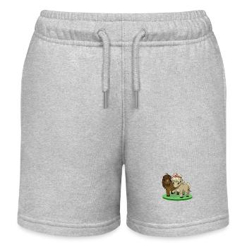 Horse love - comic with pair of horses - Kids Organic Sweat Shorts by Stanley/Stella - heather grey - Front