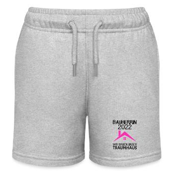 Bauherrin Hausbau Baustelle Richtfest 2022 - Kinder Organic Joggingshorts Mini Bolter von Stanley/Stella - Grau meliert - Vorne