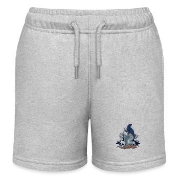 Goth und Gothic - Friedhof mit Rabe Schädel - Kinder Organic Joggingshorts Mini Bolter von Stanley/Stella - Grau meliert - Vorne