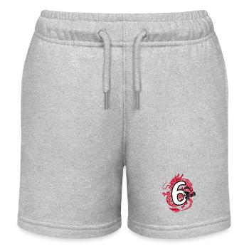 6th Birthday Boy 6 Years Ninja Dragon Costume - Kids Organic Sweat Shorts by Stanley/Stella - heather grey - Front
