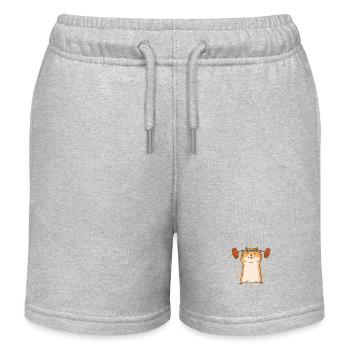 Hamster macht Kraftsport und Fitness - Kinder Organic Joggingshorts Mini Bolter von Stanley/Stella - Grau meliert - Vorne