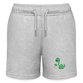 Dinosaurs with Baby Dinosaurs - Kids Organic Sweat Shorts by Stanley/Stella - heather grey - Front