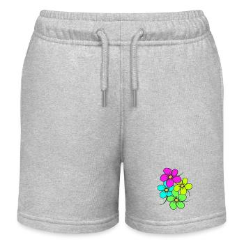 bunte Blumen, Blumenstrauß, Blumenranke, blumig - Kinder Organic Joggingshorts Mini Bolter von Stanley/Stella - Grau meliert - Vorne