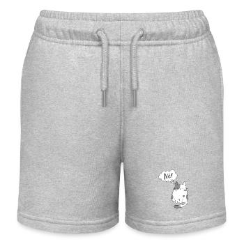 Katze mit Nö Denkblase lustiges Geschenk Neinsager - Kinder Organic Joggingshorts Mini Bolter von Stanley/Stella - Grau meliert - Vorne