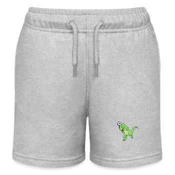 Comic TREX spielt Fußball - Kinder Organic Joggingshorts Mini Bolter von Stanley/Stella - Grau meliert - Vorne