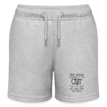 Cette maison appartient à notre chat fun design enfants - Short de jogging enfant bio Stanley/Stella - gris chiné - Devant