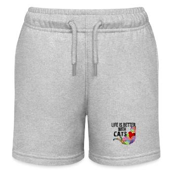 La vie est meilleure avec des chats colorés chatons d’enfants - Short de jogging enfant bio Stanley/Stella - gris chiné - Devant