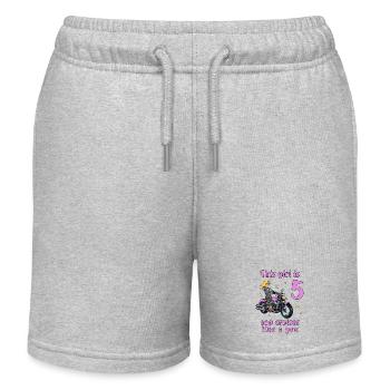 Chemise d’anniversaire Moto - 5 Birthday Girl - Short de jogging enfant bio Stanley/Stella - gris chiné - Devant