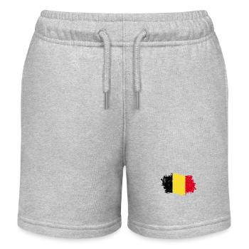 Belgium Flag Grunge Belgium Flag - Kids Organic Sweat Shorts by Stanley/Stella - heather grey - Front