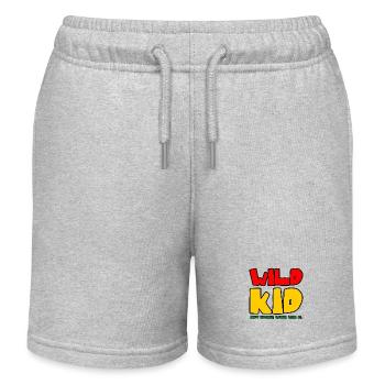 Wild Child Saying in Thick Font - Kids Organic Sweat Shorts by Stanley/Stella - heather grey - Front