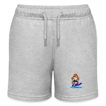 Tiger Surfer on Hydrofoil Surfboard - Kids Organic Sweat Shorts by Stanley/Stella - heather grey - Front