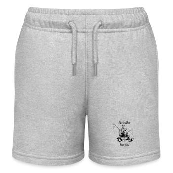 Real anglers - father and son - Kids Organic Sweat Shorts by Stanley/Stella - heather grey - Front