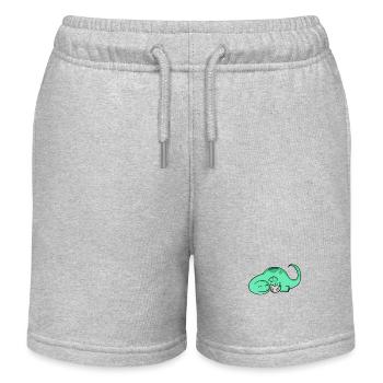 Dinosaur with baby dinosaur - Kids Organic Sweat Shorts by Stanley/Stella - heather grey - Front
