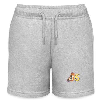 With hamster - children's birthday 5 years - Kids Organic Sweat Shorts by Stanley/Stella - heather grey - Front