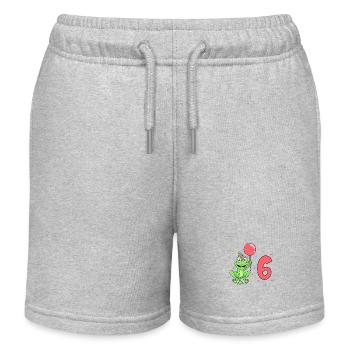 Avec grenouille - anniversaire des enfants 6 ans - Short de jogging enfant bio Stanley/Stella - gris chiné - Devant