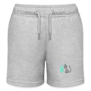 With Lemur - Children's birthday 6 years - Kids Organic Sweat Shorts by Stanley/Stella - heather grey - Front