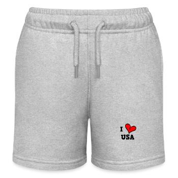 Ich liebe USA - Kinder Organic Joggingshorts Mini Bolter von Stanley/Stella - Grau meliert - Vorne